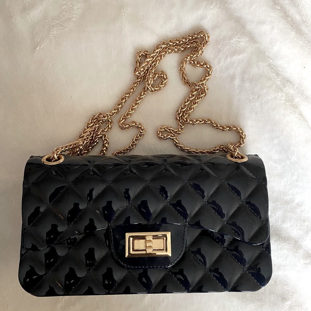 TJ Maxx Quilted Patent Pleather Chain Bag